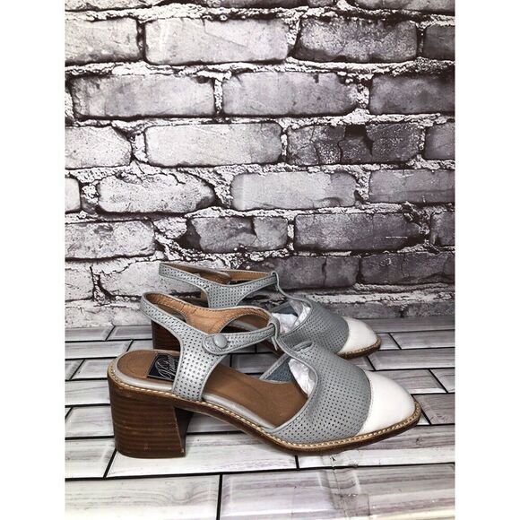 Vintage Jeffrey Campbell White Cap Gray Leather Perforated Sandals Women’s 7M US - Picture 4 of 16